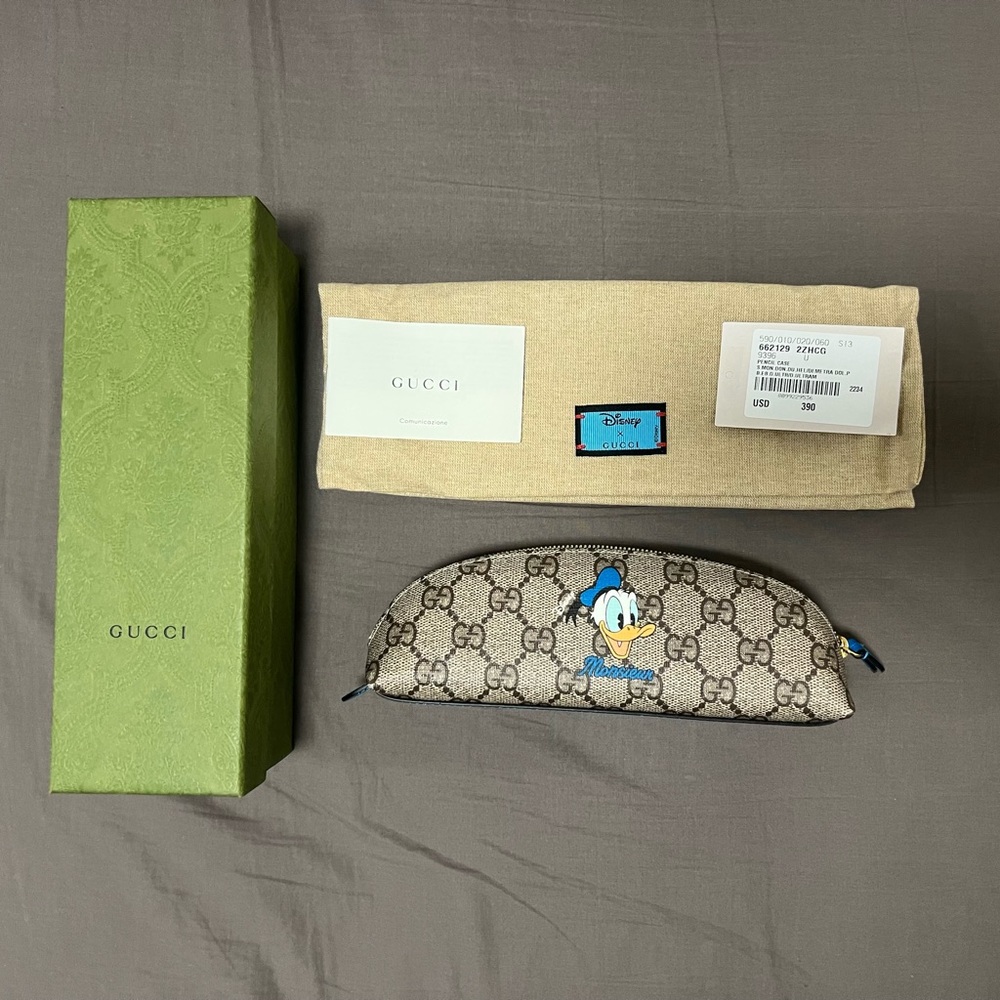 New Gucci Zipper Pencil Case Gucci x Disney Donald Duck Zipper Pencil Case